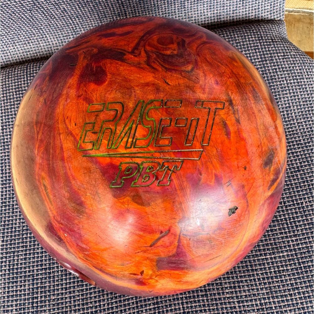 Storm Erase-It PBT Bowling Ball 14.9 lbs Red Orange Used Drilled Bowling Ball